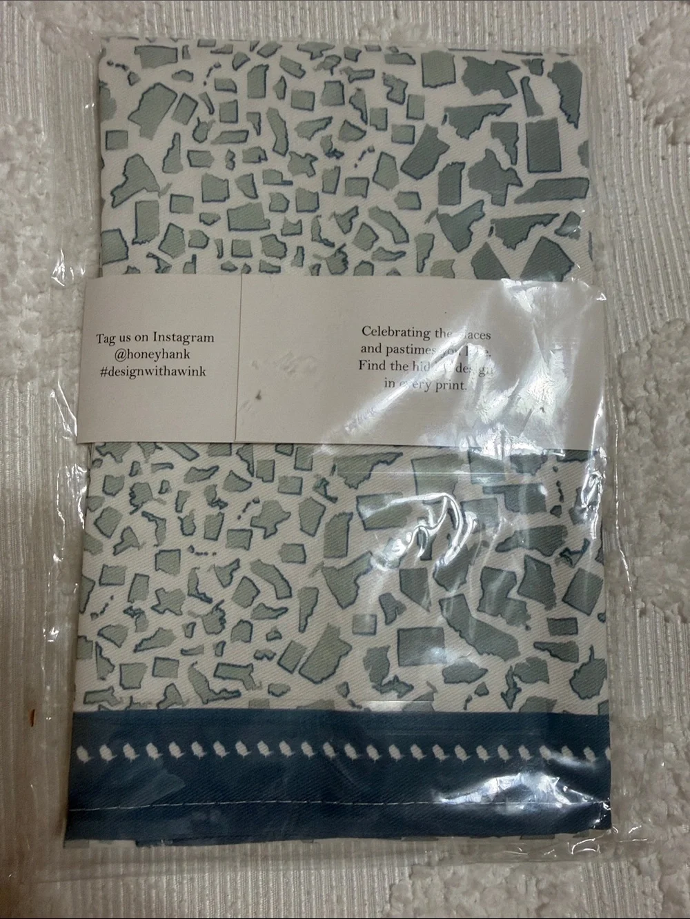 Honey+Hank Seafoam Mosaic Cotton Tea Towel